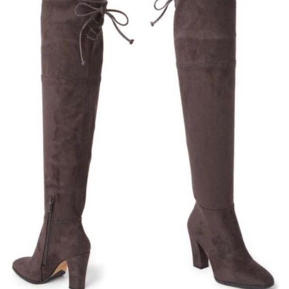 Vince Camuto Shoes - Vince Camuto Tapley brown knee height boots with side zipper and back laced.
